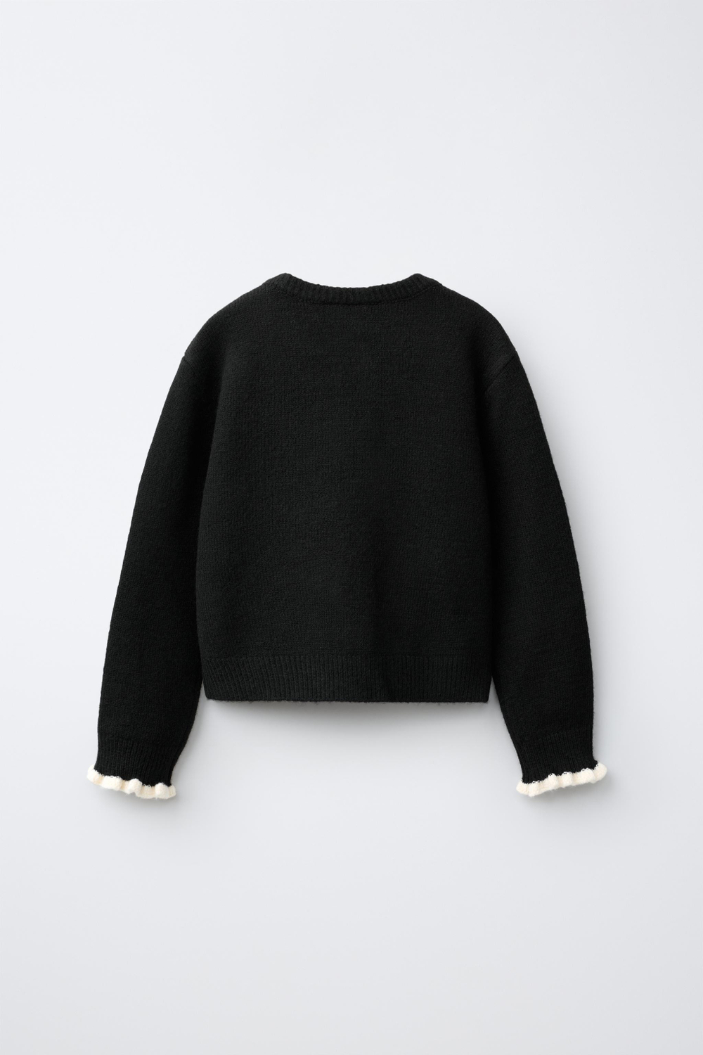 ZARA КАРДИГАН С КОНТРАСТНЫМИ ОБОРКАМИ, ЧЕРНЫЙ
