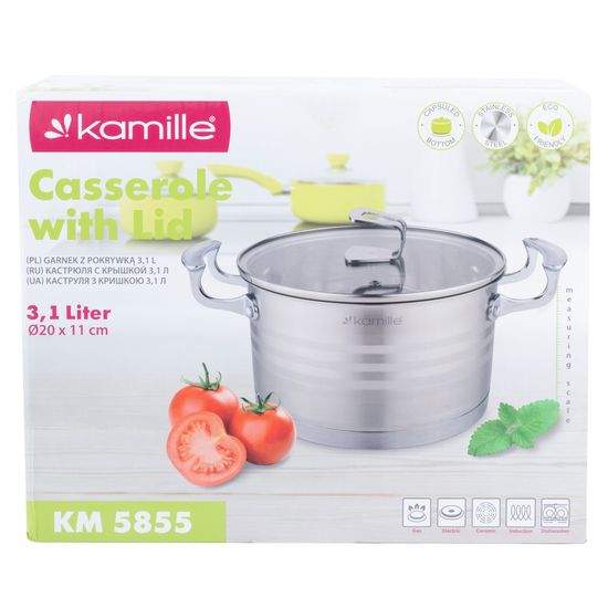 Кастрюля 3,1 л. из нержавеющей стали Kamille KM 5855 с крышкой