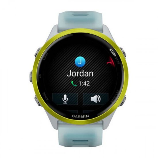 Garmin Forerunner 570 47 мм — желтый алюминиевый корпус, бело-бирюзовый ремешок