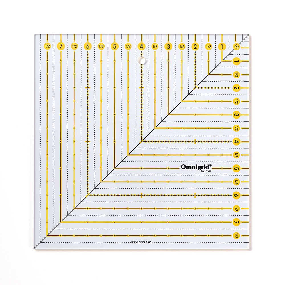 Линейка для пэчворка 20х20 см, шкала в дюймах, Prym Omnigrid 611657