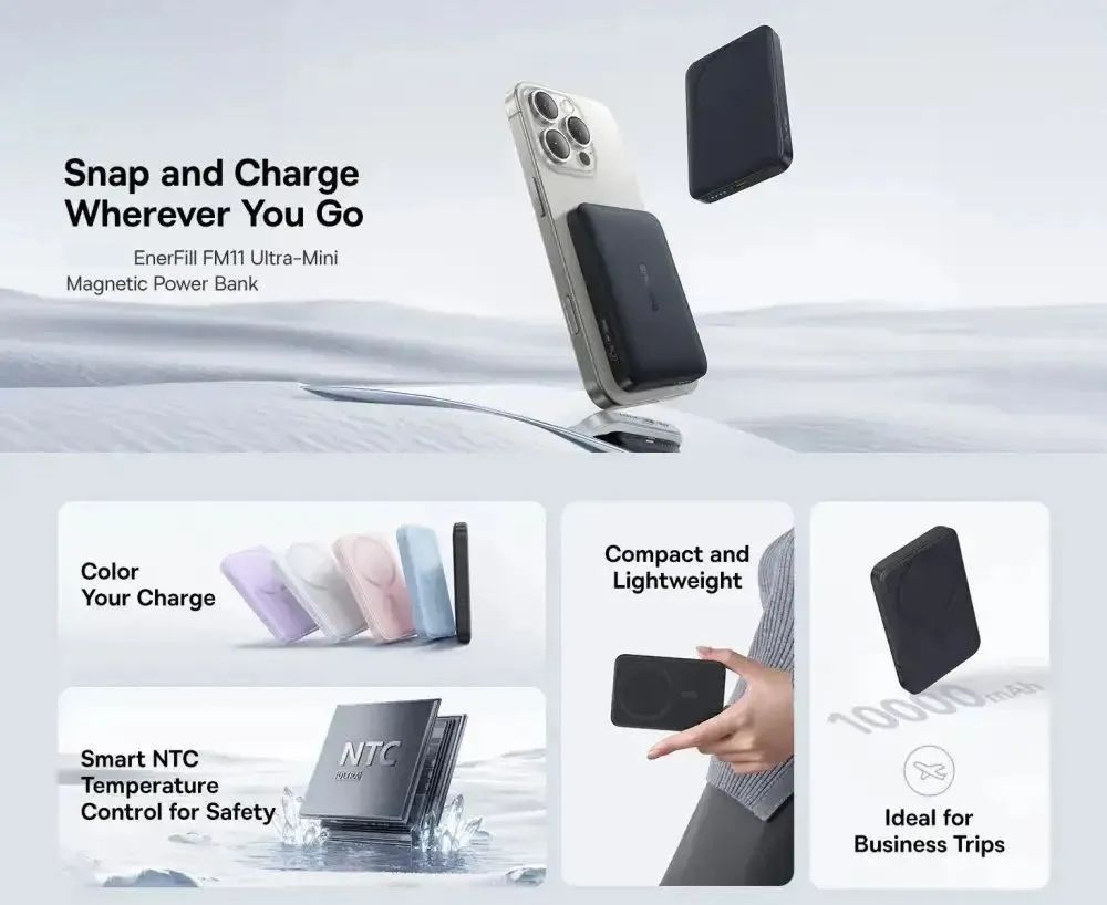 Внешний аккумулятор повербанк Power Bank с магнитом 10000mAh 22,5W BASEUS черный PPFM11-1022