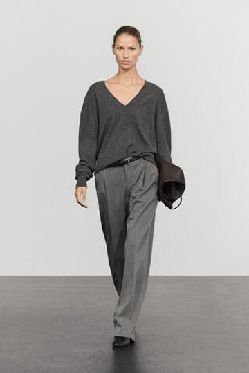 Massimo Dutti Брюки с широкими штанинами в тонкую полоску, антрацитово-серый