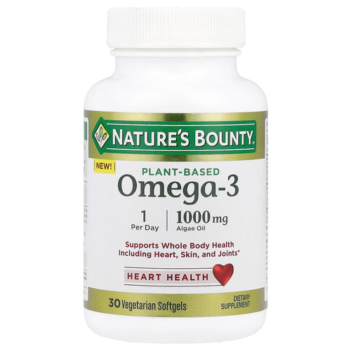 Nature's Bounty, Омега-3 на растительной основе, 1000 мг, 30 вегетарианских капсул