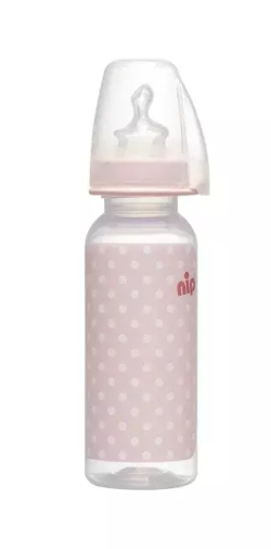 Бутылочка пластиковая NiP "Trendy" girl 250 мл с соской силикон для девочки