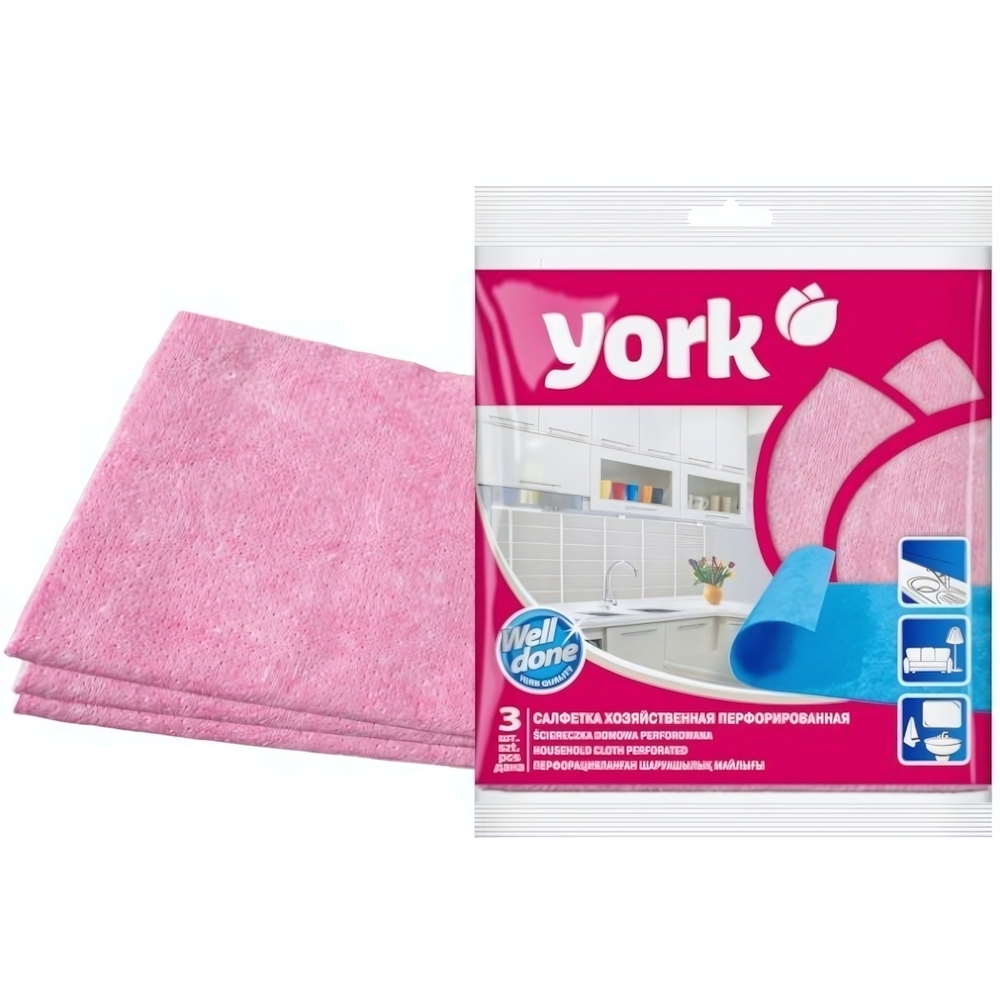 Салфетка вискозная перфорированная 3шт. (34х35 см) YORK