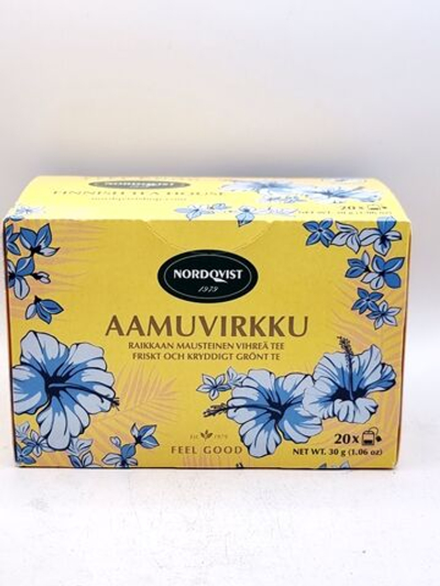 Чай зелёный Nordqvist AAMUVIRKKU "Жаворонок" с имбирем и лимоном 20 пакетиков (из Финляндии)