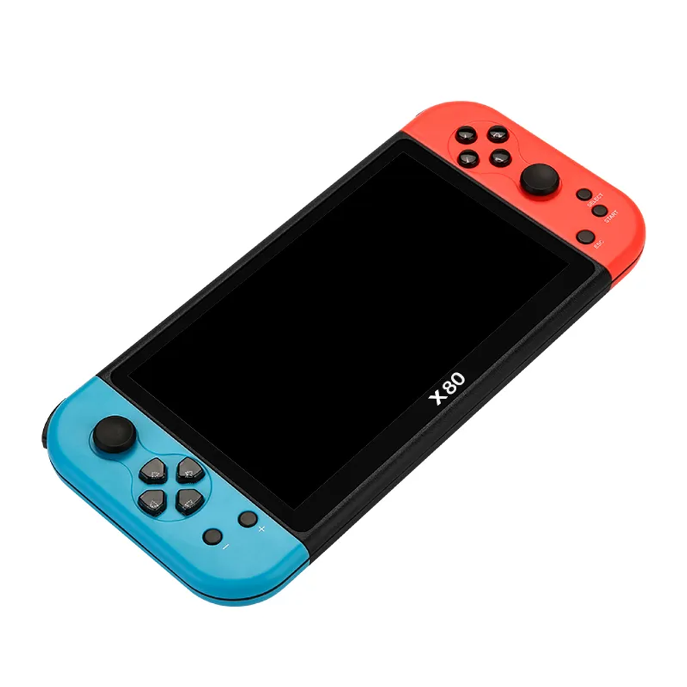 Портативная игровая приставка X80 16 GB, 20000 встроенных ретро-игр, 7,0 дюймовый экран, сини-красный