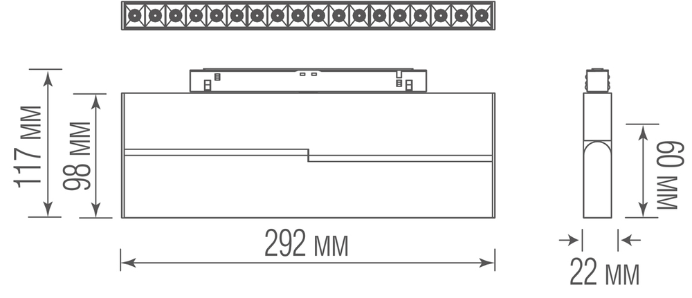 Светодиодный светильник EYE TURN для SPACE Track system 18Вт,  L292мм,  1237Лм,  30°,  3000К,  диммируемый 0-10В,  Ra >90,  белый