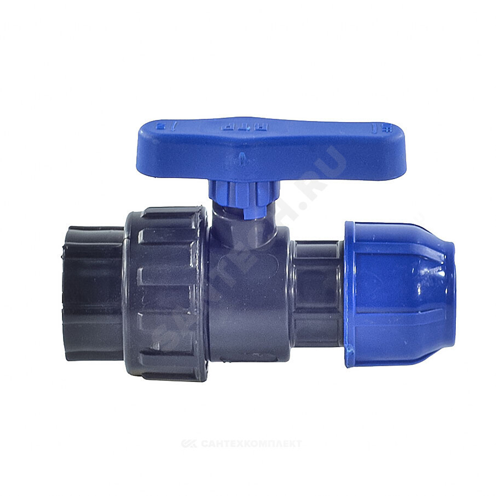 Кран шаровой компрессионный ПЭ Дн 25х3/4" ВР Ру10 RTP (РосТурПласт) 14395