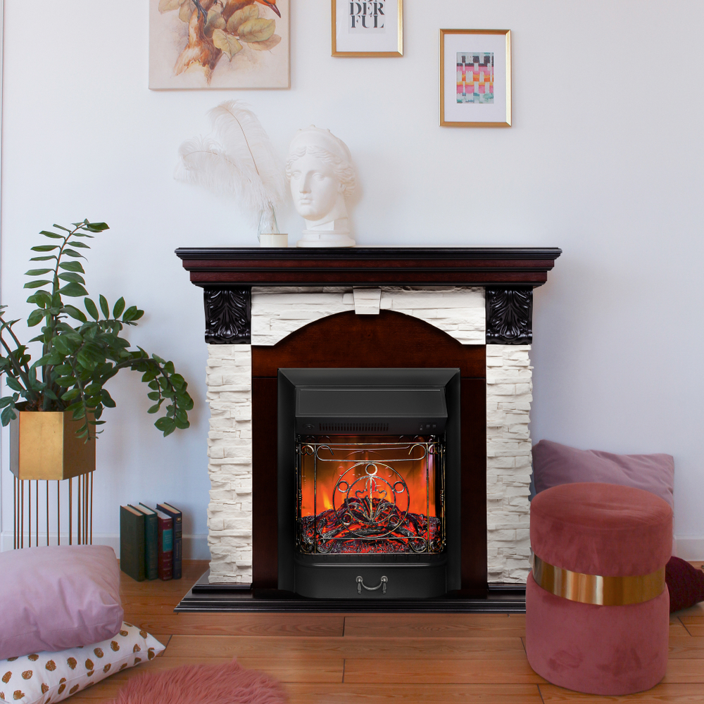 Каминокомплект Real Flame Dublin Lux AO с очагом Majestic Lux Black (без пульта)