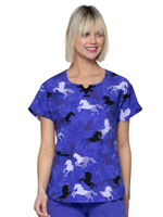 Топ медицинский женский HeartSoul Prints HS685, лошади, XS