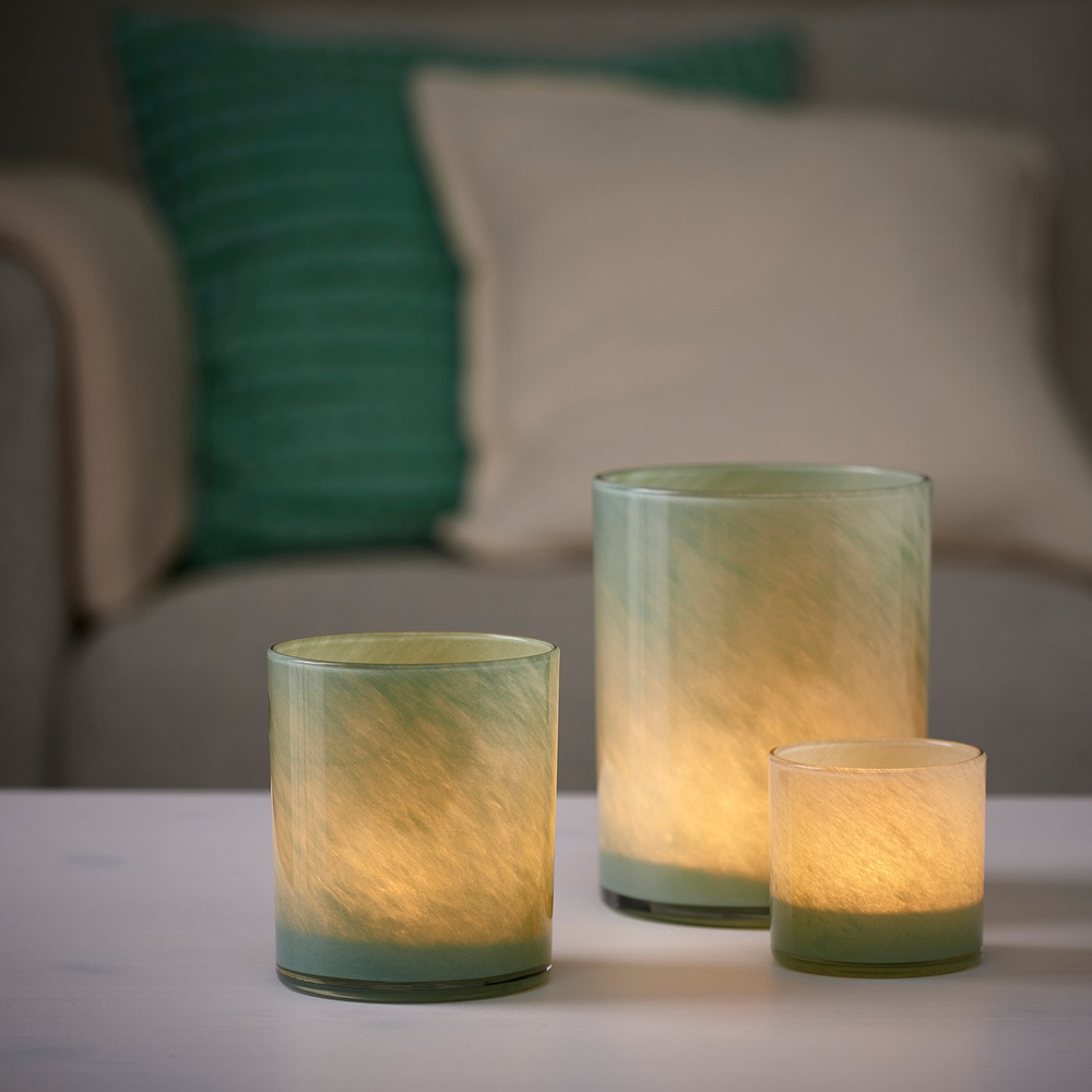 IKEA VINDSTILLA  (ИКЕА ВИНДСТИЛЛА)  -  Подсвечник - зелёный 11 см