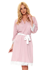 Элегантный халат-кимоно свободного силуэта (Размер: XL) (Цвет: розовый с белым)