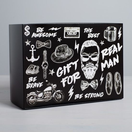 Коробка складная Gift for real man, 25 × 18 × 10 см 4796806
