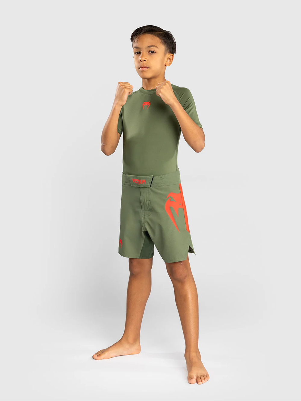 Шорты ММА детские Venum Light Army Green/Orange