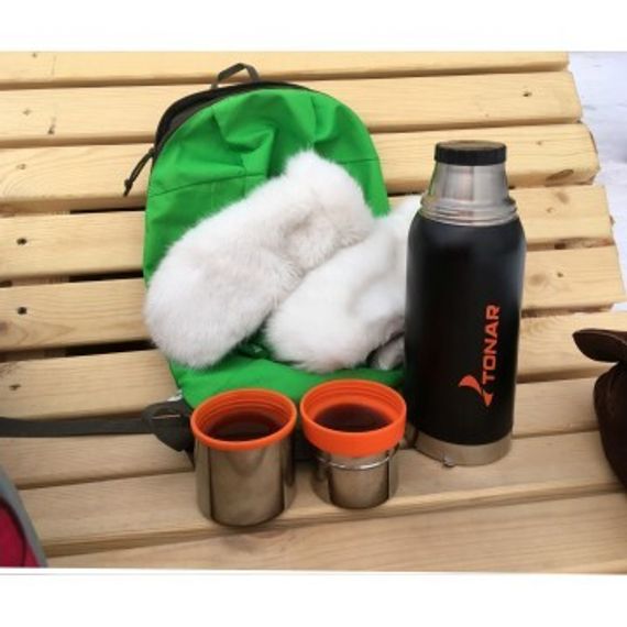 Термос TONAR 750ML HS.TM-038  черный (2 крышки-кружки)
