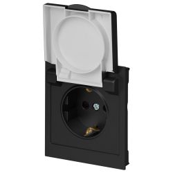 Розетка ЭРА Arktik 16-2103-05 с заземлением 2P+E Schuko со шторками с крышкой 16А-250В антрацит | Эра Arktik