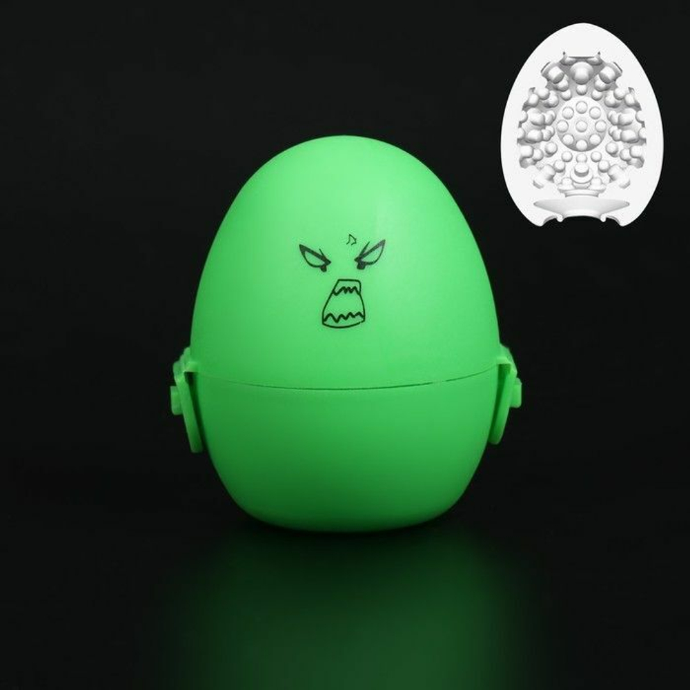 Рельефный мастурбатор EGG в зеленом футляре (Цвет: прозрачный)