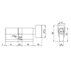 Цилиндровый механизм с вертушкой FUARO 200 ZM 90 (40+10+40) BL черный 5 кл. /60091/