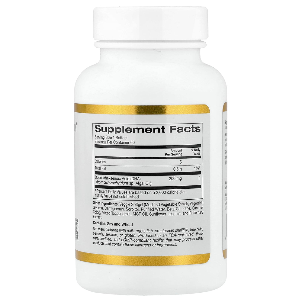 California Gold Nutrition, ДГК из морских водорослей, 200 мг, 60 вегетарианских капсул