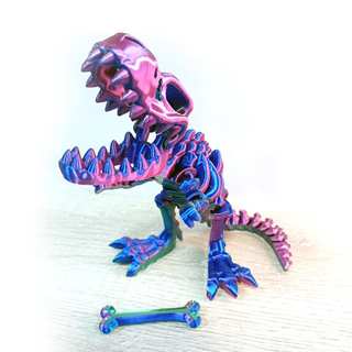 Динозавр-скелет Ти-Рекс (T-rex Dino) с косточкой, гибкая фигурка, трехцветный