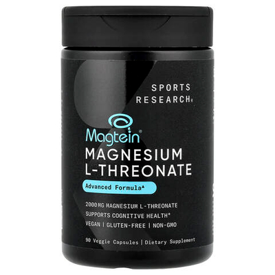 Sports Research, Magtein®, Magnesium L- Threonate 90 caps | Magniy L-treonat, 90 ta oʻsimlik kapsulasi (1 kapsulada 666 mg)