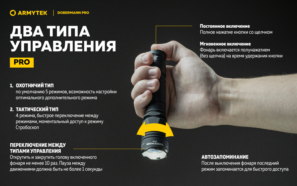 Фонарь Armytek Dobermann Pro Magnet USB (теплый свет)
