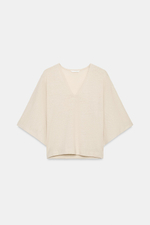 ФУТБОЛКА ИЗ СМЕСОВОГО ЛЬНА С V-ОБРАЗНЫМ ВЫРЕЗОМ — ZARA