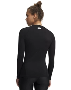 Женская теннисная футболкаUnder Armour HeatGear Authentics Comp Long Sleeve - ultimate black/white