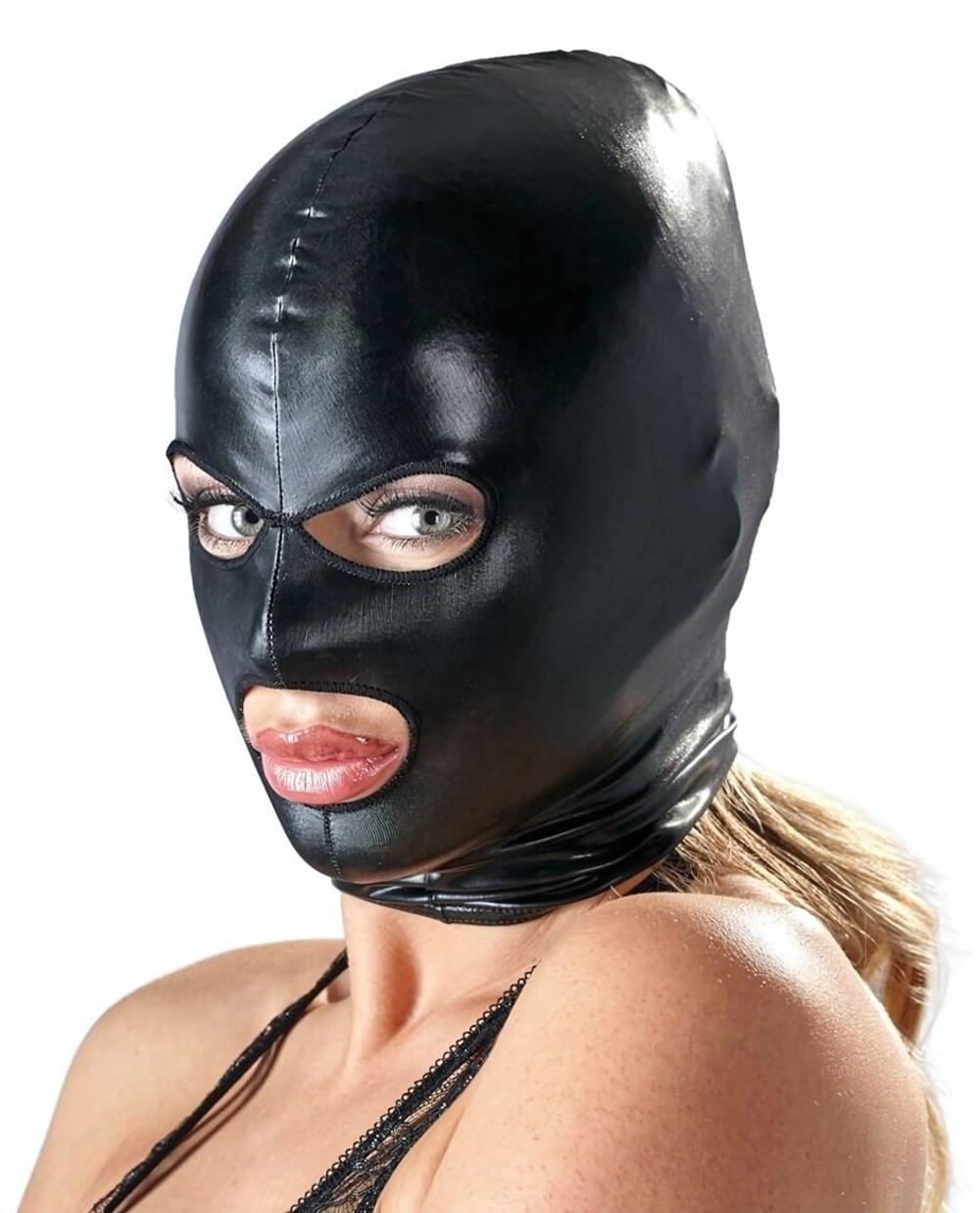 Маска на голову Head Mask с wet-look эффектом (Цвет: черный)