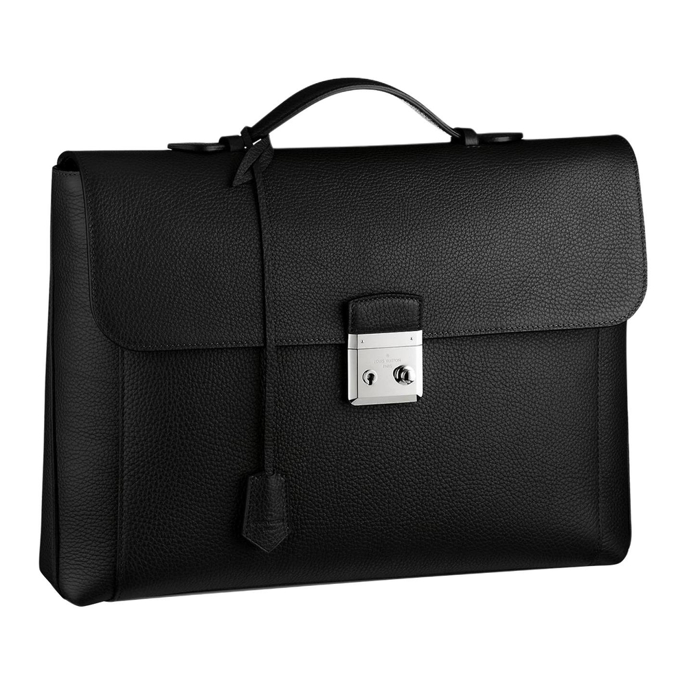 LOUIS VUITTON Soft Taurillon Leather Portable Briefcase Men"s Black