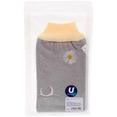 Мочалка - варежка массажная «Premium - RIKOTTO», цвет серый, 24,5*15,5см (ZIPпакет)