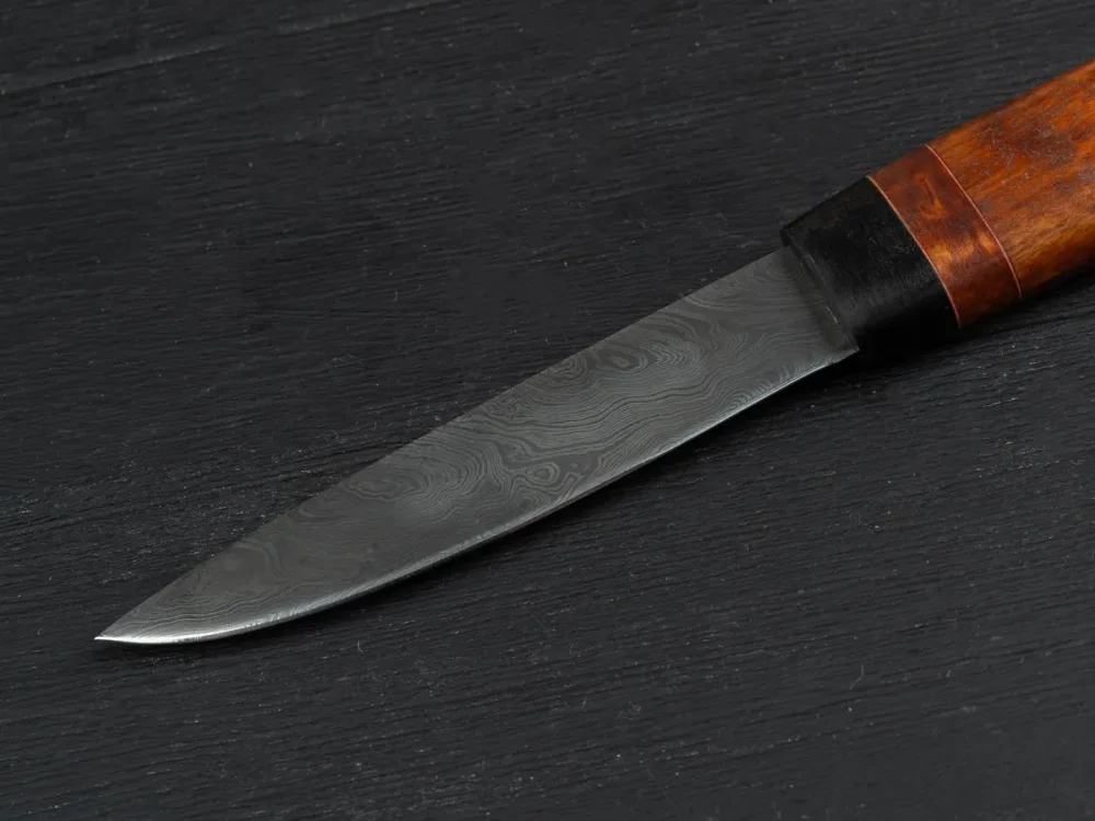 Якутский нож "Шейник", дамасская сталь, рукоять карельская берёза
