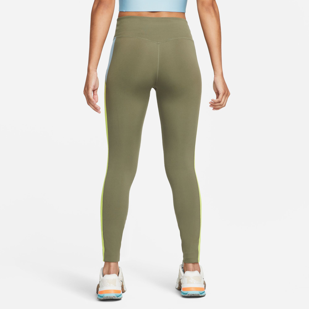 Женские теннисные брюки Nike Dri-Fit One Color-Blocked Mid-Rise Tight Women - Olive, Blue