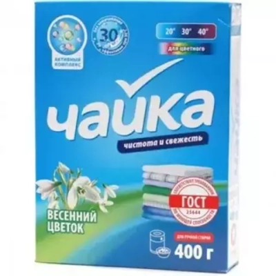 ЧАЙКА   400гр Стиральный порошок д/руч стирки д/Цветного белья ВЕСЕННИЙ ЦВЕТОК*18