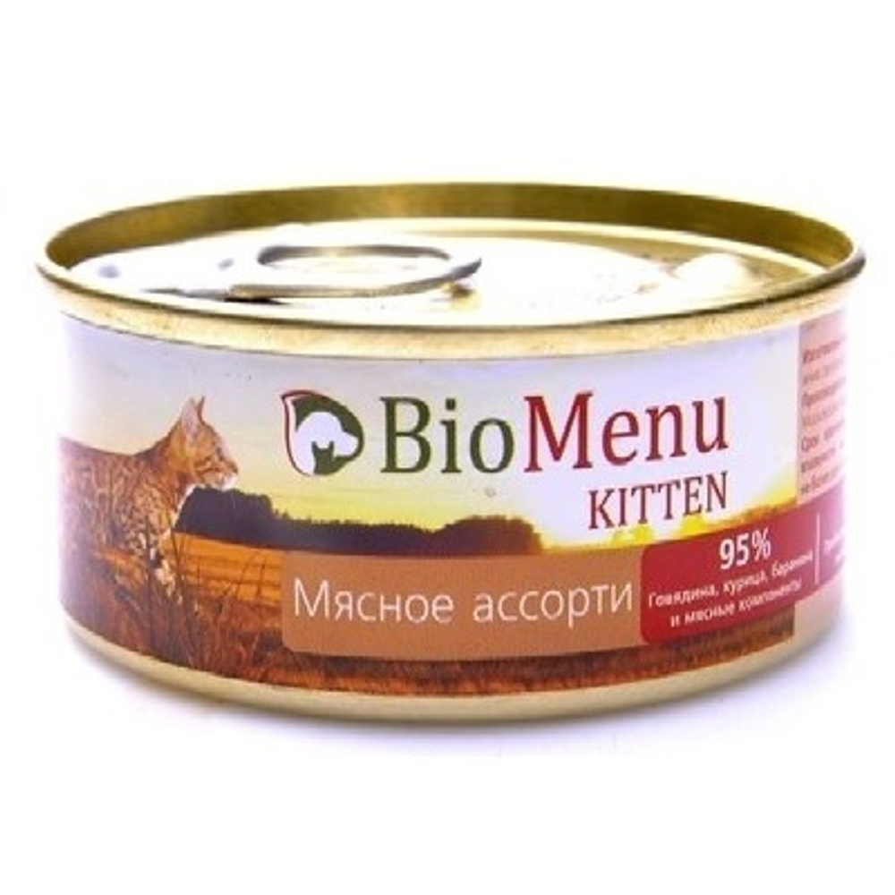 BioMenu Консервы д/котят паштет Мясное ассорти, 100гр