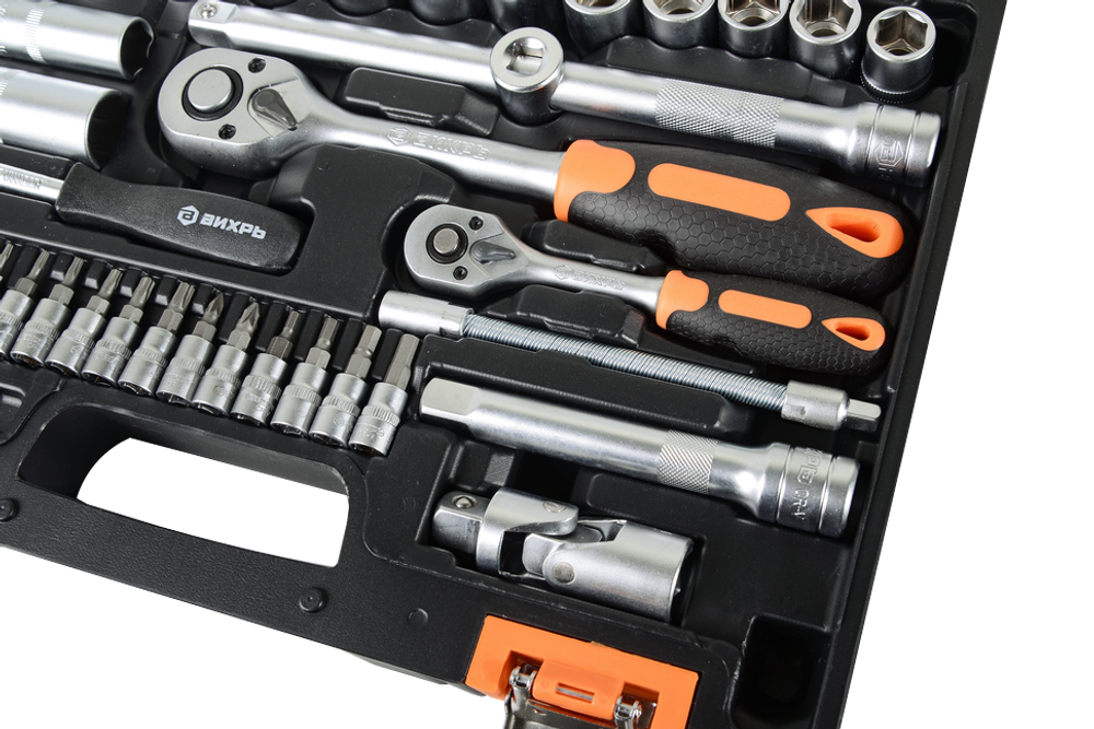 Набор инструментов, 1/2" , 1/4" , CrV, пластиковый кейс 82 предмета Вихрь