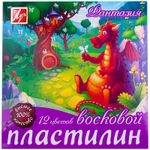 Пластилин 12 цветов Луч Фантазия, восковой, 210гр, со стеком, картон.упак.