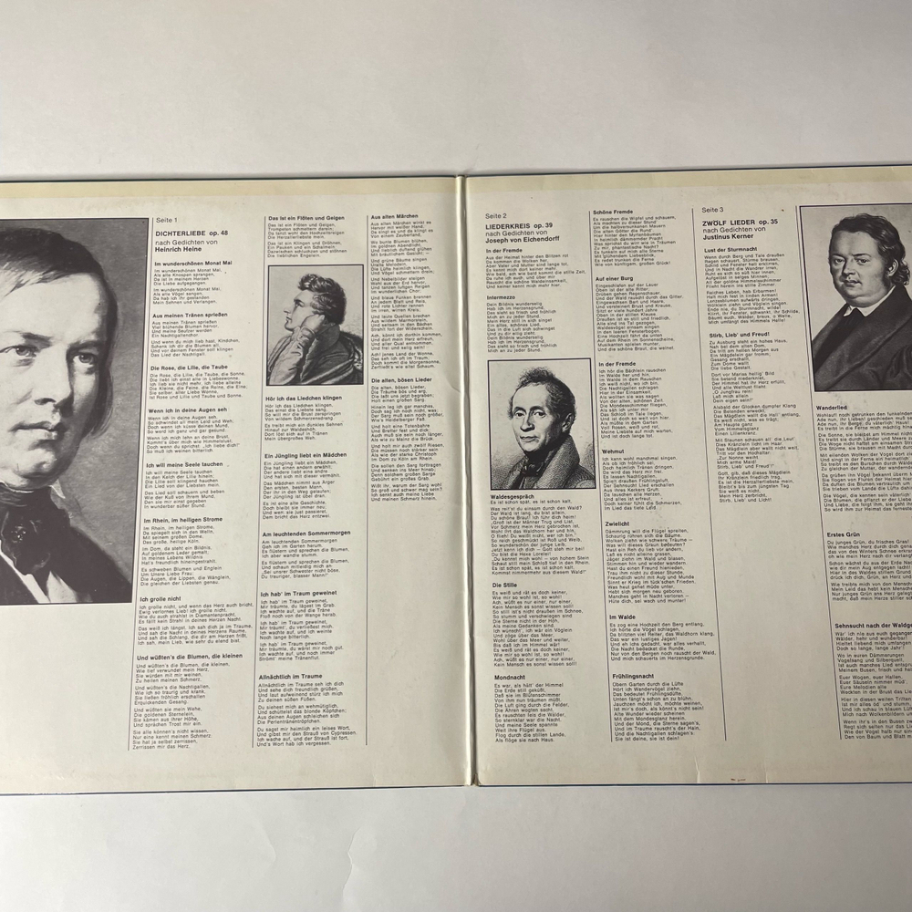 Винтажная виниловая пластинка LP Robert Schumann, Hermann Prey, Karl Engel, Dichterliebe Op.48, Liederkreis Op.39, Kerner Lieder Op. 35 (Германия 1975)