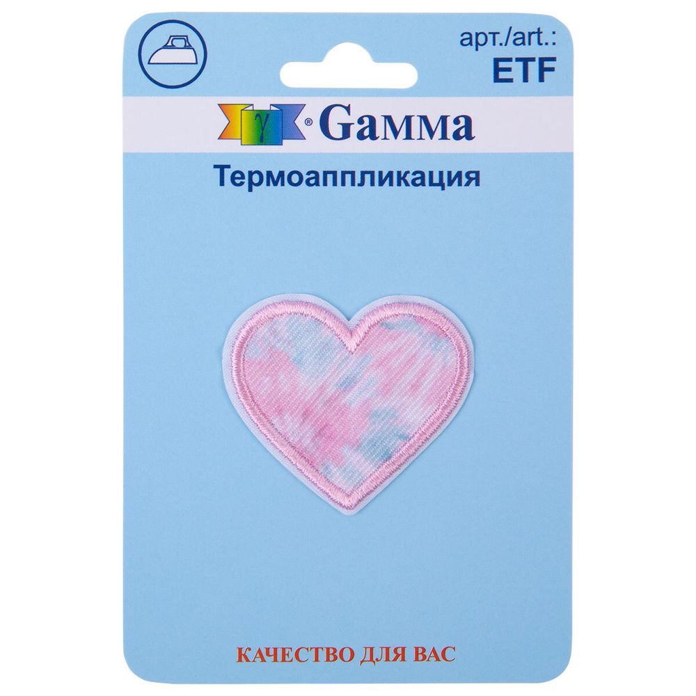Аппликация термоклеевая "Сердце" 3.9х3.4 см, 1 шт, 01-019, Gamma ETF Аппликация термоклеевая "Сердце" 3.9х3.4 см, 1 шт, 01-019, Gamma ETF