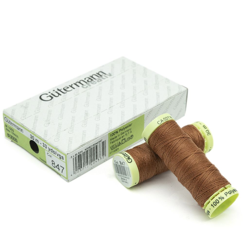 Нитки отделочные Gutermann Top Stitch 30 (30 метров), 5 кат. | 847 медно-коричневый