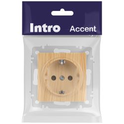 Розетка Intro Accent 6-202-11 2P+E Schuko 16А-250В IP20 СУ AL/CU cосна | Intro