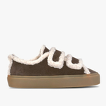 Замшевые кеды INUIKII Shearling low velcro brown на меху