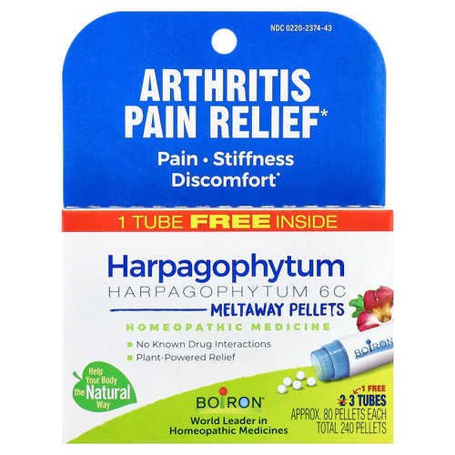 Boiron, Гранулы из гарпагофитума (Harpagophytum Meltaway), 3 тюбика, 80 гранул в каждом