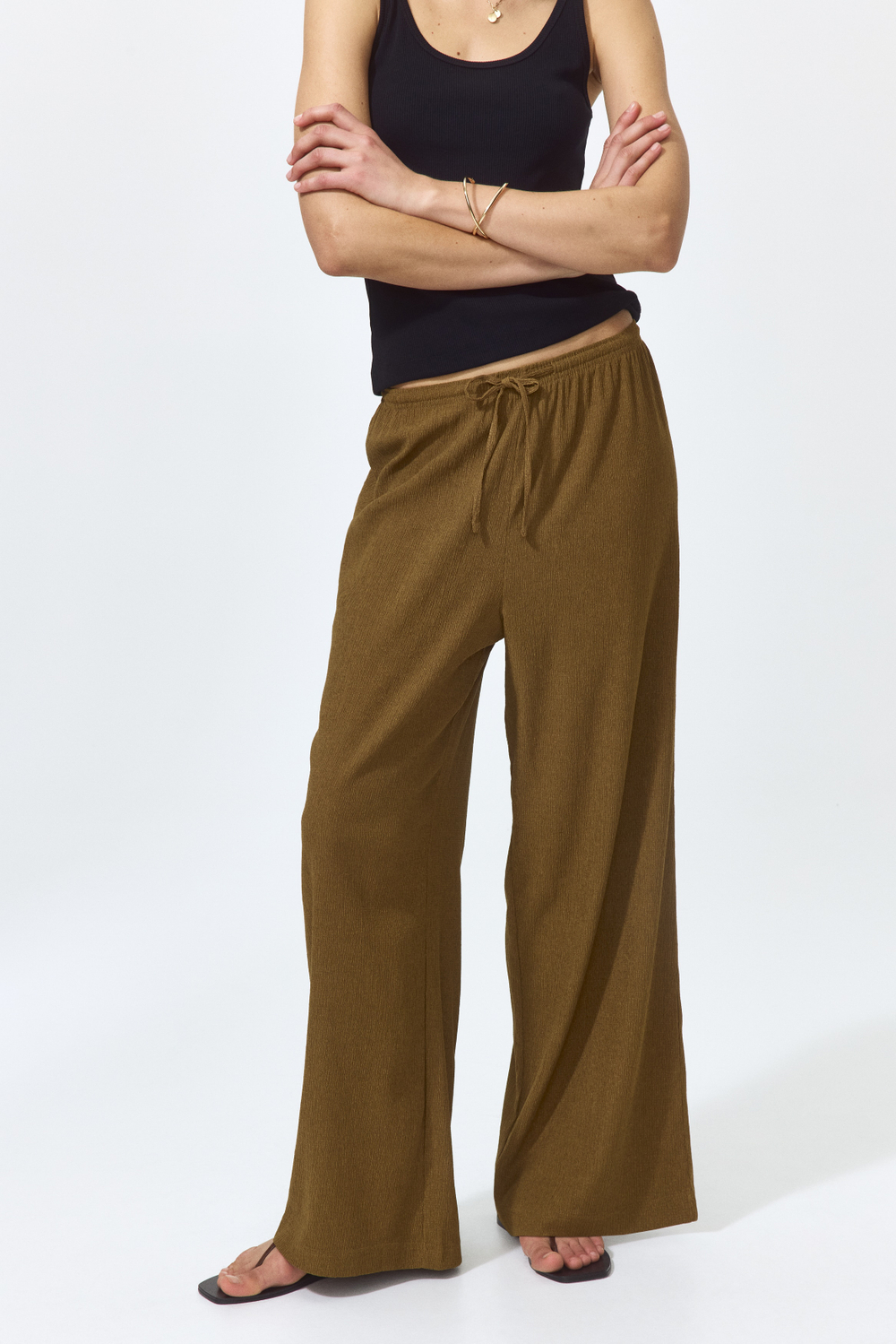 Широкие брюки-палаццо из трикотажа - H&M