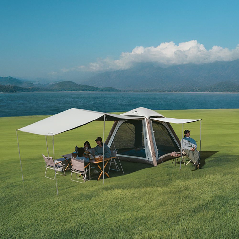 Палатка Naturehike Ango Air Pro, 4-местная, быстросборная, надувной каркас, коричневая, артикул CNK2550WS017-4BR
