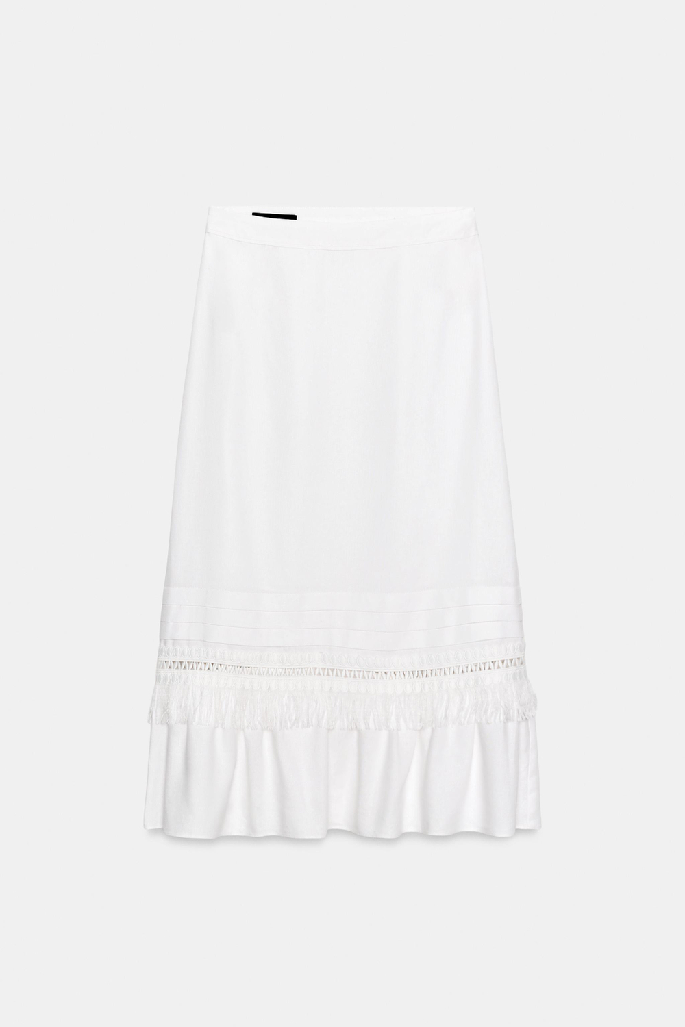 ЛЬНЯНАЯ ЮБКА МИДИ С БАХРОМОЙ — ZARA