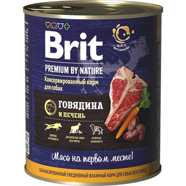 Brit Premium by Nature All Breeds Говядина/Печень консервы для собак 850 г