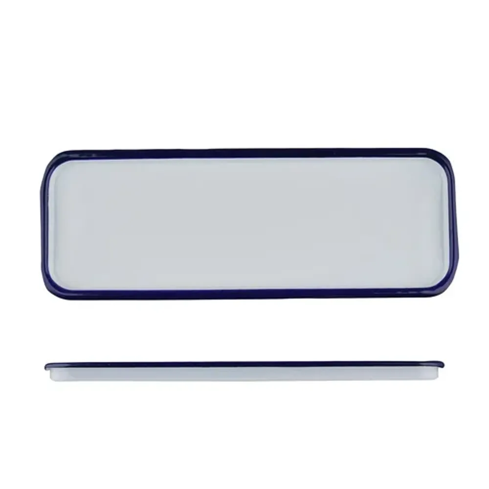 Блюдо прямоугольное 34,7*12,7*1,7 см 400 мл Blue Rim эмалированая сталь SUNNEX [1]