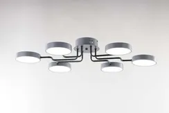 Люстра потолочная светодиодная NewRgy 18054STD/6 GY+BK, 48 Вт, серая и чёрная